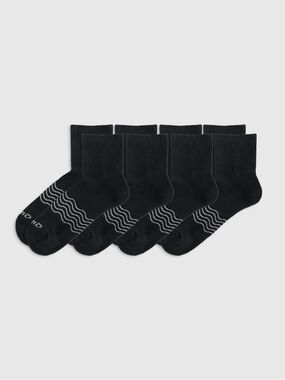 NWOT QUINCE 4 Pack Everyday Cotton Solid Quarter Socks Black Unisex 7197